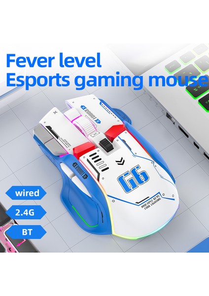 Üç Modlu 2.4g USB Bluetooth Kablosuz Oyun Faresi 12 Tuşları Rgb Oyun Kablolu Meche Fareler Windows Ios Için Ev Ofis Dizüstü Pc Gamer (Yurt Dışından)