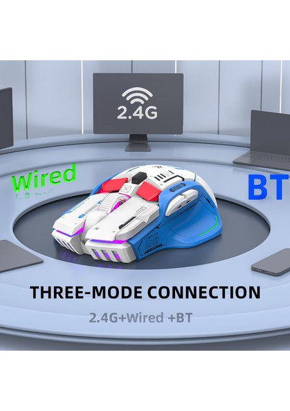 Üç Modlu 2.4g USB Bluetooth Kablosuz Oyun Faresi 12 Tuşları Rgb Oyun Kablolu Meche Fareler Windows Ios Için Ev Ofis Dizüstü Pc Gamer (Yurt Dışından)