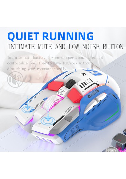 Üç Modlu 2.4g USB Bluetooth Kablosuz Oyun Faresi 12 Tuşları Rgb Oyun Kablolu Meche Fareler Windows Ios Için Ev Ofis Dizüstü Pc Gamer (Yurt Dışından)