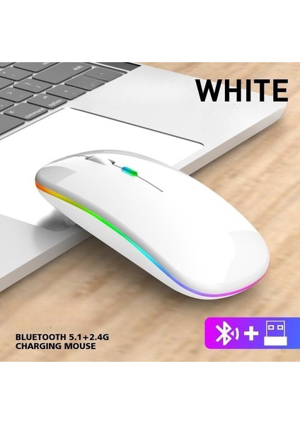 Şarj Edilebilir Bluetooth Kablosuz Fare Tablet Telefon Bilgisayar Bluetooth Kablosuz Fare Şarj Aydınlık 2.4g USB Kablosuz Fare (Yurt Dışından)