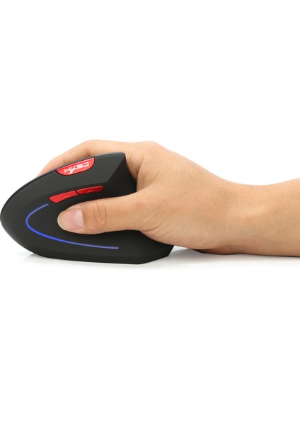 Dikey Kablosuz Fare 2,4 Ghz Fare Ergonomik Tasarımı 2400 Dpı (Siyah Kırmızı) (Yurt Dışından)