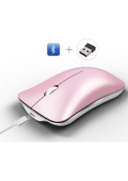 Yeni Fare Şarj Edilebilir Sessiz Bluetooth Fare Çift Modlu Bluetooth 2.4g Kablosuz Fare Ofis Oyunları Için Uygun (Yurt Dışından)