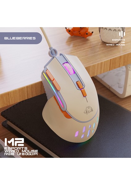 M2 Rgb Özelleştirilmiş Oyun Faresi 9 Düğme 12800 Dpı USB Şarj Edilebilir Sessiz Arkadan Aydınlatmalı Fareler Optik Fare Ergonomi Esports Fareler (Yurt Dışından)