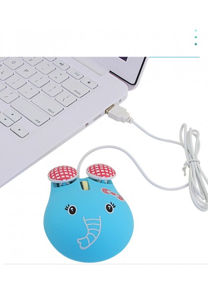 Sevimli Hayvan Ayı Şekli USB Kablolu Kablolu Fare Optik Fare Dizüstü Bilgisayar Için 1600 Dpı 3 Düğmeler ile 3.2ft Kablo Mavi Bebek Fil (Yurt Dışından)
