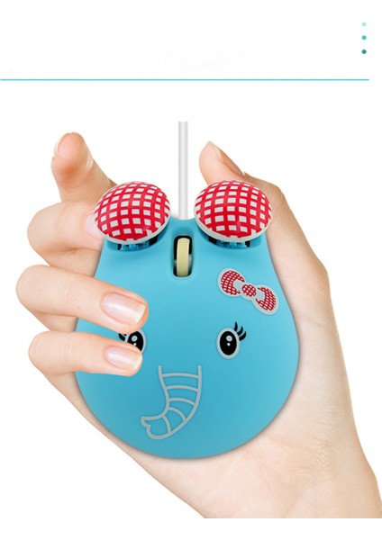 Sevimli Hayvan Ayı Şekli USB Kablolu Kablolu Fare Optik Fare Dizüstü Bilgisayar Için 1600 Dpı 3 Düğmeler ile 3.2ft Kablo Mavi Bebek Fil (Yurt Dışından)