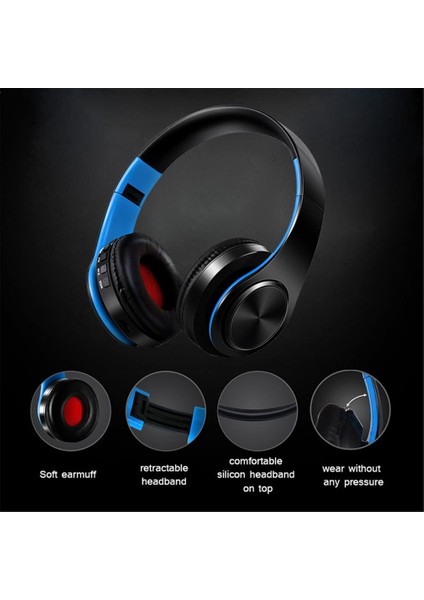 Kablosuz Kulak Üstü Bluetooth 5.0 Kulaklık, Mikrofon Gürültü Engelleme Özellikli Katlanabilir Spor Hifi Stereo Ses Kulaklık, Yüksek Çözünürlüklü Ses, 10 Saat Çalma Süresi, Siyah (Yurt Dışından)