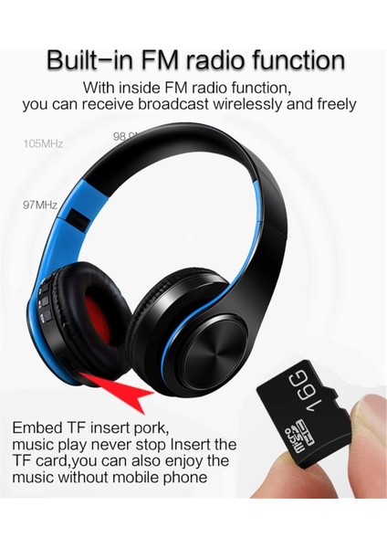 Kablosuz Kulak Üstü Bluetooth 5.0 Kulaklık, Mikrofon Gürültü Engelleme Özellikli Katlanabilir Spor Hifi Stereo Ses Kulaklık, Yüksek Çözünürlüklü Ses, 10 Saat Çalma Süresi, Siyah (Yurt Dışından)