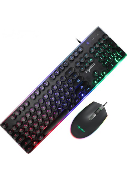 Rus Arkadan Aydınlatmalı Oyuncu Klavyesi ve Fare, Kablolu LED Rgb Arkadan Aydınlatmalı Fare Kablolu Klavye Seti, (Yurt Dışından)
