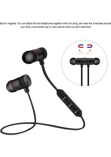 Zhiyavex Bluetooth Kulaklık Dahili Mıknatıslar, Mikrofonlu Taşınabilir Kablosuz Kulaklıklar, Aramaları Cevaplama/kapatma, Şarkıları Değiştirme, Bluetooth Kulaklıkla.(Siyah) (Yurt Dışından)