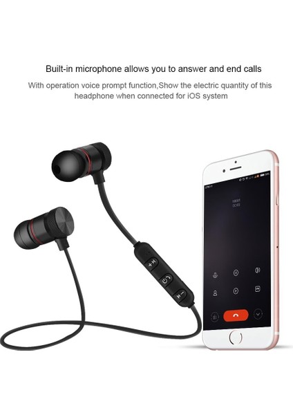 Zhiyavex Bluetooth Kulaklık Dahili Mıknatıslar, Mikrofonlu Taşınabilir Kablosuz Kulaklıklar, Aramaları Cevaplama/kapatma, Şarkıları Değiştirme, Bluetooth Kulaklıkla.(Siyah) (Yurt Dışından)