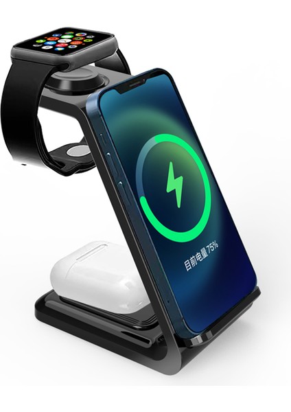 30W 3 In 1 Kablosuz Şarj Standı Hızlı Şarj Standı Istasyonu iPhone 14 13 12 11 x Xr 8 Apple Watch 6 7 8 Iwatch Pro (Yurt Dışından)