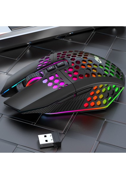 X801 Şarj Edilebilir USB 2.4g Kablosuz Rgb Işık Petek Oyun Faresi Masaüstü Pc Bilgisayarlar Dizüstü Dizüstü Fare Mause Gamer Sevimli (Yurt Dışından)