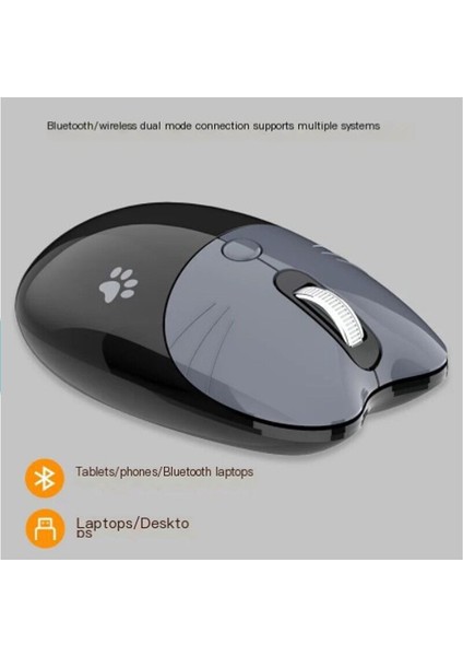 Jomaa Fare Bluetooth + 2.4g Kablosuz Fare USB Alıcılı Sevimli Sessiz Bilgisayar Faresi 3 Ayarlanabilir Dpı Taşınabilir Cep (Yurt Dışından)
