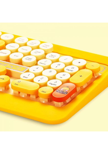 K68 Klavye Mouse Combo 2.4ghz Kablosuz Sevimli Retro Yuvarlak Klavye Mouse Seti Punk Klavye Mouse Combo Siyah (Yurt Dışından)