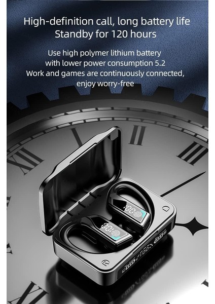 Kablosuz Kulaklıklar, Bluetooth Kulaklıklar, Dokunmatik Kontrollü LED Ekranlı Kulak Üstü Kulaklıklar, Dahili Mikrofonlu Kulak Kancalı Kulaklıklar, Hızlı Şarj ile Su Geçirmez. (Yurt Dışından)