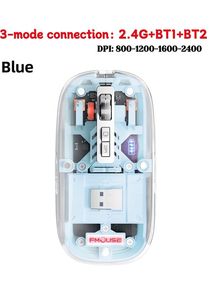 Kablolu Kablosuz Fare Gamer Rgb Işık Ayarlanabilir Şeffaf Oyun Fare Bluetooth Uyumlu Masaüstü Dizüstü Bilgisayar Için Fare (Yurt Dışından)