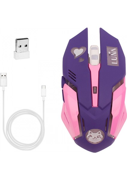 Oyun Faresi, 7 Renk Arkadan Aydınlatmalı Optik Oyun Faresi Ergonomik USB Kablolu, 2400 Dpı ve 6 Düğme Bilgisayar/win/mac/linux/andriod/ios Için Nano Alıcı ile 4 Çekim, Mor (Yurt Dışından)