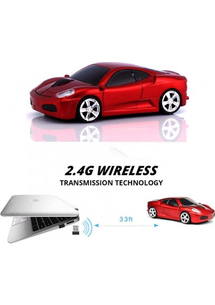 2.4 Ghz Kablosuz Araç Şekilli Fare 3D Optik Oyun Faresi Pc Dizüstü Bilgisayar Için USB Mini Alıcı (Kırmızı) (Yurt Dışından) fırsatları