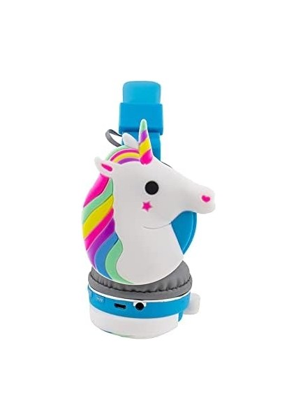 Çocuk Kulaklıkları, Okul Kızları Için Karikatür Unicorn Kablosuz Bluetooth Kulaklıklar, iPad Tablet Çocuk Doğum Günü Için Mikrofonlu Kulak Üstü Stereo Kulaklık (Mavi) (Yurt Dışından)