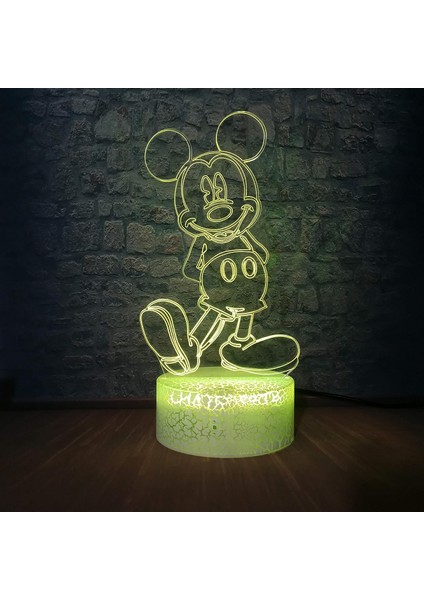Karikatür Kawaii Mickey Mouse 3D LED Lamba 7 Renk Ch (Yurt Dışından)