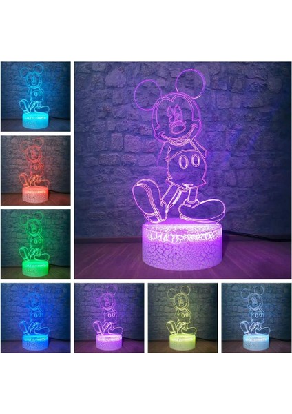 Karikatür Kawaii Mickey Mouse 3D LED Lamba 7 Renk Ch (Yurt Dışından) modelleri