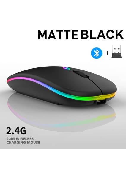 Bluetooth 5.0 Kablosuz USB Şarj Edilebilir Rgb Fare Bt5.2 Dizüstü Bilgisayar Pc Macbook Oyun Faresi 2.4 Ghz 1600 Dpı (Yurt Dışından)