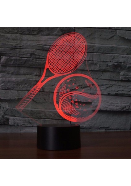 3D Tenis Gece Lambası 16 Renk Değişimi LED Uzaktan Kumanda C (Yurt Dışından)