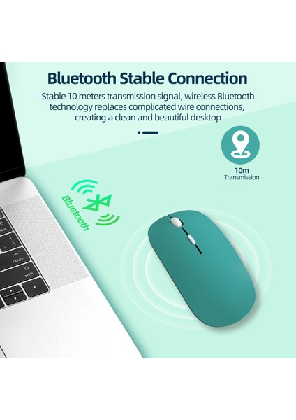 Sessiz Kablosuz Bluetooth Bilgisayar Mause Pembe Yeşil Ergonomik Mini Fare Pc Laptop ipad Için Optik Fareler (Yurt Dışından)