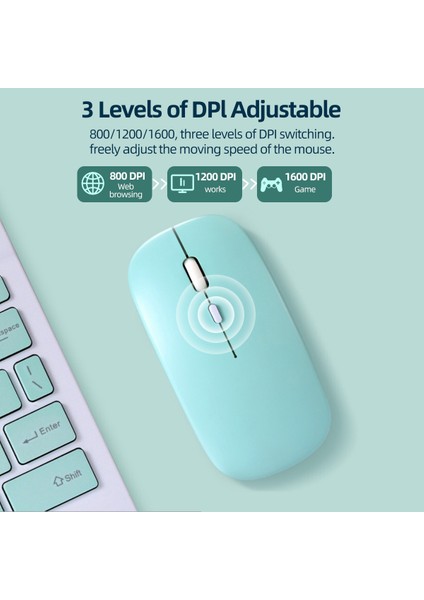 Sessiz Kablosuz Bluetooth Bilgisayar Mause Pembe Yeşil Ergonomik Mini Fare Pc Laptop ipad Için Optik Fareler (Yurt Dışından)