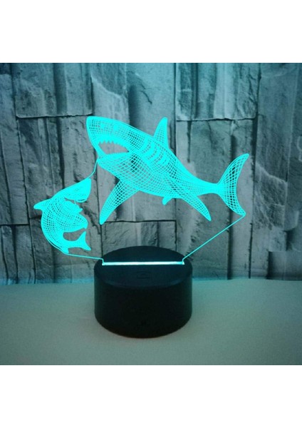 3D Köpekbalığı Gece Lambası, LED 3D Gece Lambası Olabilir (Yurt Dışından)