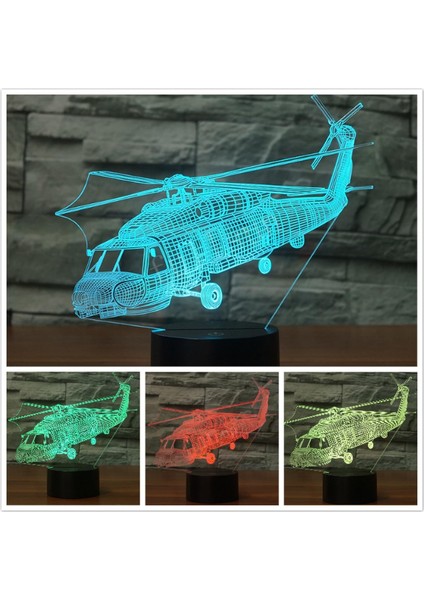 3D Uçak Uçak Helikopter Gece Lambası Hayvan Ta (Yurt Dışından)