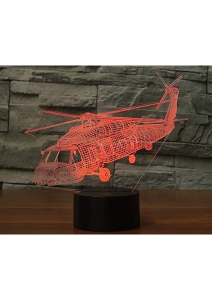 3D Uçak Uçak Helikopter Gece Lambası Hayvan Ta (Yurt Dışından)