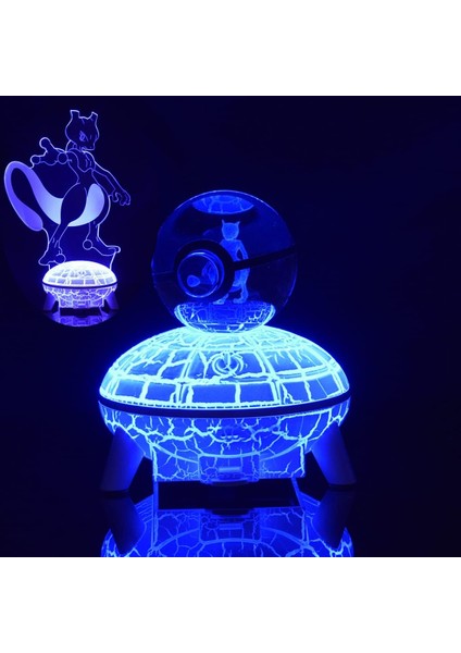 3D Kristal Top Lamba 3D Animasyon Oyuncak Ufo Gece Li Çok RENKLI-MT32 (Yurt Dışından)