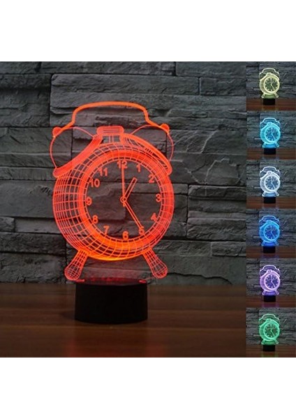 3D Çalar Saat Gece Lambası Masa Masası Optik Illu (Yurt Dışından)