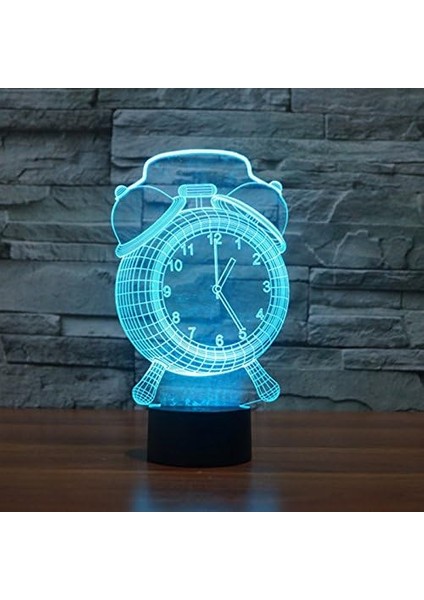 3D Çalar Saat Gece Lambası Masa Masası Optik Illu (Yurt Dışından)