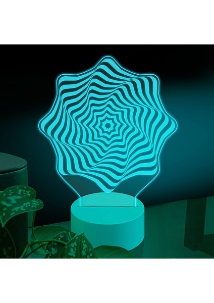 Müzik 3D LED Masa Lambası, Caz Trompet I 8 "x 10" Beyaz Taban Girdap Yıldız Benzeri Şekil Çiçek Optik Sanat (Yurt Dışından)