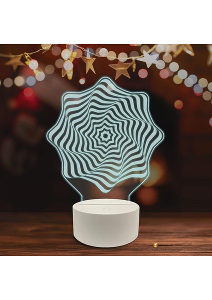 Müzik 3D LED Masa Lambası, Caz Trompet I 8 "x 10" Beyaz Taban Girdap Yıldız Benzeri Şekil Çiçek Optik Sanat (Yurt Dışından)