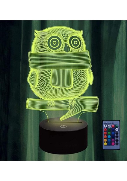 3D Baykuş Gece Lambası 16 Renk USB Gücünü Değiştiriyor (Yurt Dışından)