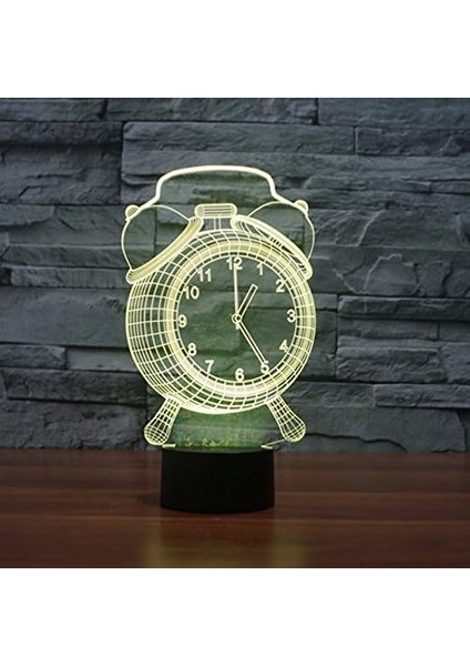 3D Çalar Saat Gece Lambası Masa Masası Optik Illu (Yurt Dışından)