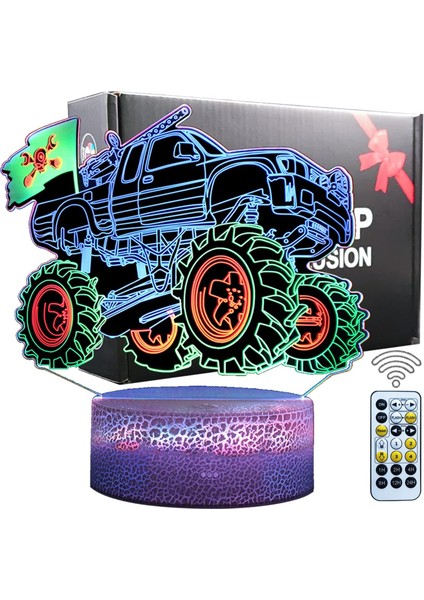 Gece Lambası, 3D Eyfel Kulesi Illüzyon Lambası, Sürpriz Canavar Kamyon (Yurt Dışından)