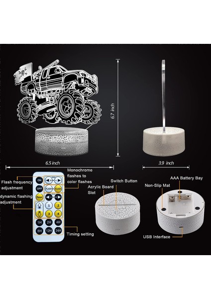 Gece Lambası, 3D Eyfel Kulesi Illüzyon Lambası, Sürpriz Canavar Kamyon (Yurt Dışından) fiyatları