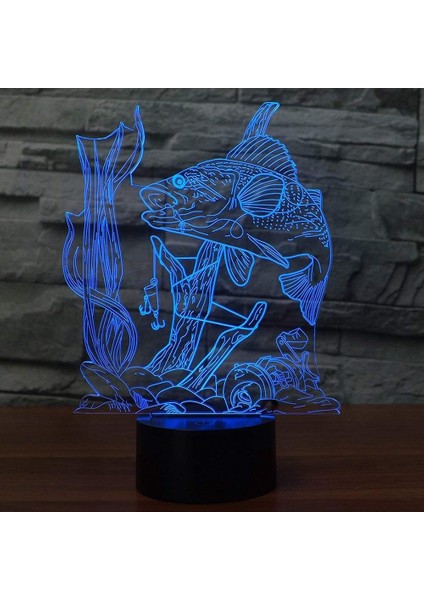 3D Balık Gece Lambası 16 Renk Değiştirme USB Gücü R (Yurt Dışından)