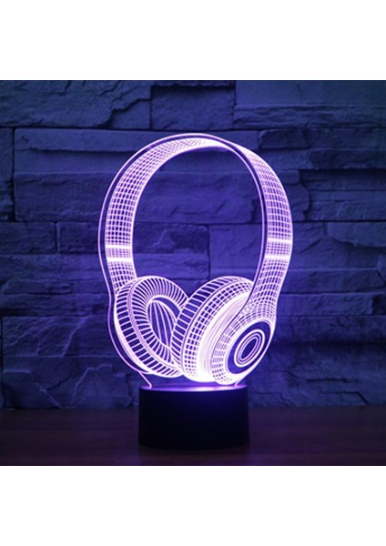 Yeni 3D Kulaklık Kulaklık Gece Lambası Dokunmatik Anahtarı (Yurt Dışından)