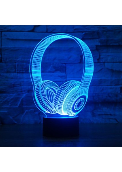 Yeni 3D Kulaklık Kulaklık Gece Lambası Dokunmatik Anahtarı (Yurt Dışından)
