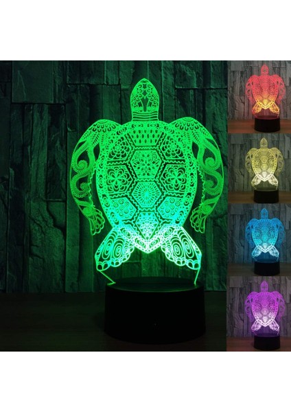 3D Kaplumbağa Gece Lambası Hayvan LED Lamba Hasta (Yurt Dışından)