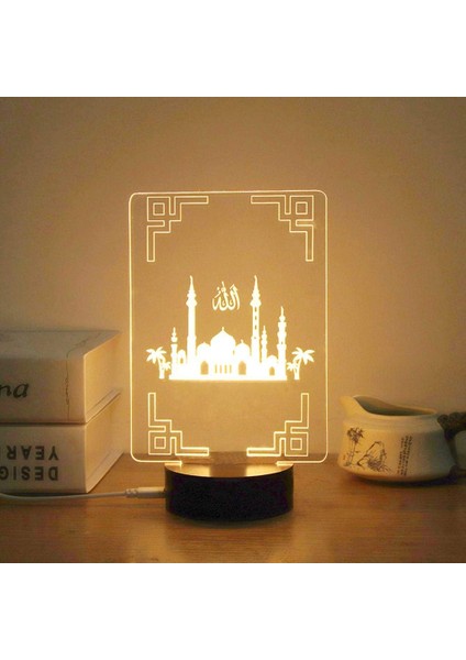 USB ile Güçlendirilmiş Yaratıcı 3D Eıd Mübarek Led'i Gece I (Yurt Dışından)