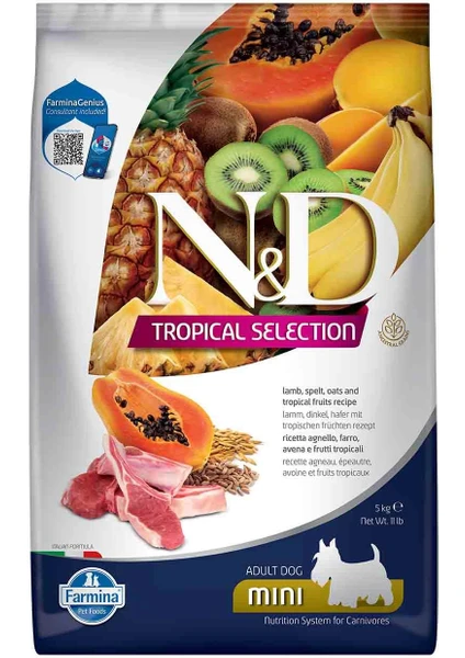 Nd Tropical Selection Düşük Tahıllı Kuzu Etli ve Tropikal Meyveli Küçük Irk Yetişkin Köpek Maması 5 kg