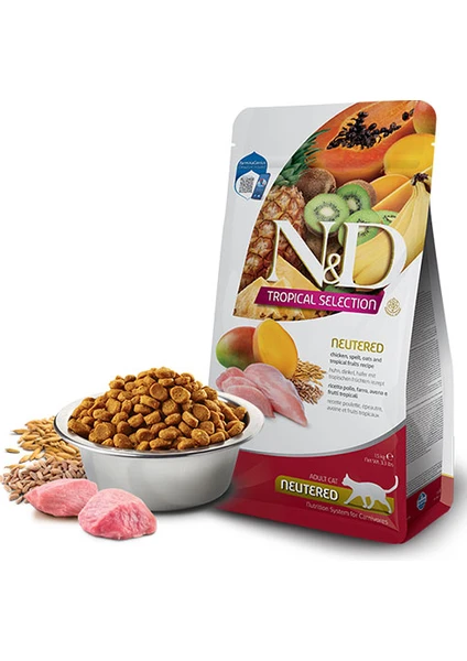 N&d Tropical Selection Tavuklu ve Tropikal Meyveli Kısırlaştırılmış Kedi Maması 4+1 kg