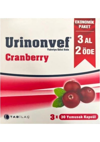 Urinonvef Cranberry 3 x 30 Kapsül 3 Al 2 Öde