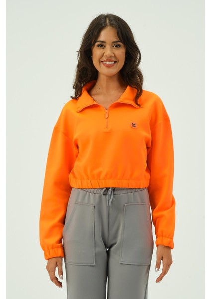 Kadın Crop Sweatshirt Scuba Kumaşı
